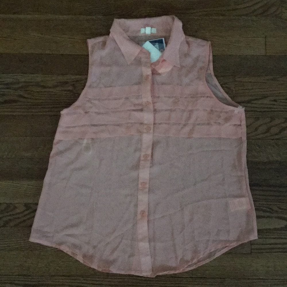 E & M Pink Sheer Blouse Size Large NWT